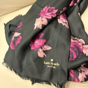 KATE SPADE long floral 100% silk scarf wrap